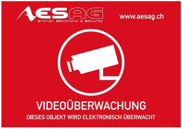 Warn-Aufkleber - Videoüberwachung (70x55 mm) - mit Logo AES AG