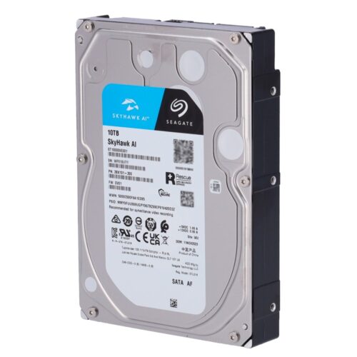 Seagate Skyhawk Festplatte - Kapazität 10 TB - SATA-Schnittstelle 6 GB/s - Bis zu 32 Übertragungen von künstlicher Intelligenz -