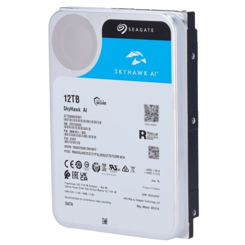 Seagate Skyhawk AI-Festplatte - Kapazität 12 TB - SATA-Schnittstelle 6 GB/s - Bis zu 32 Übertragungen von künstlicher Intelligen