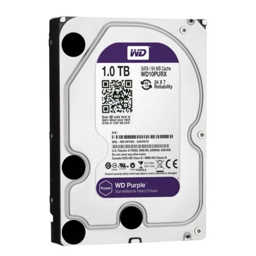 Festplatte - Kapazität 1 TB - SATA-Schnittstelle 6 GB/s - Modell WD10PURX - Speziell für Videorekorder - Lose oder in DVR instal