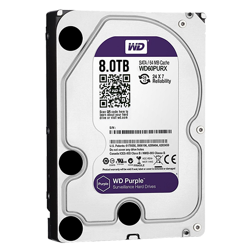 Western Digital Festplatte - Kapazität 8 TB - SATA-Schnittstelle 6 GB/s - Modell WD80PURX - Speziell für Videorekorder - Lose od
