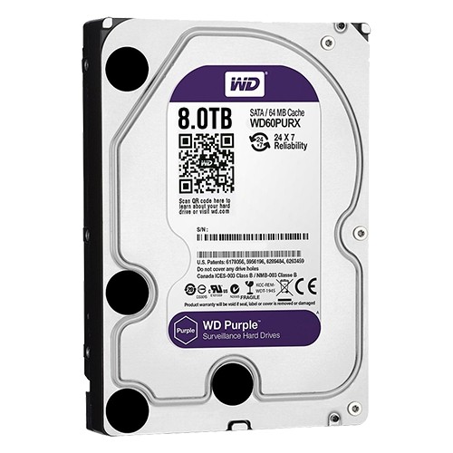 Western Digital Festplatte - Kapazität 8 TB - SATA-Schnittstelle mit bis zu 215 MB/s - Modell WD85PURZ - Speziell für Videorekor – Bild 2